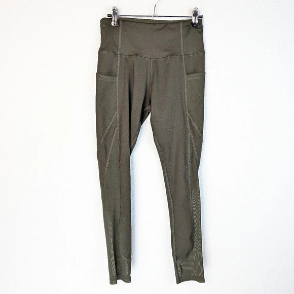Cali Sport Olive Green Yoga Leggings With Mesh pockets Size Small - Picture 1 of 9